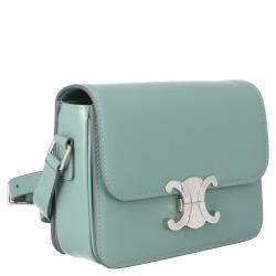 Pre Owned Celine Green Leather Teen Triomphe Shoulder Bag