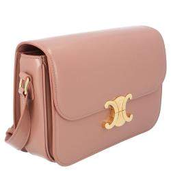 Pre Owned Celine Pink Leather Medium Triomphe Shoulder Bag