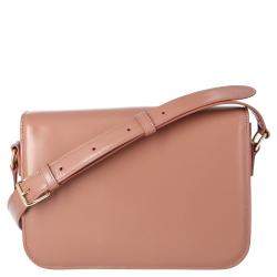 Pre Owned Celine Pink Leather Medium Triomphe Shoulder Bag