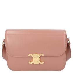 Pre Owned Celine Pink Leather Medium Triomphe Shoulder Bag