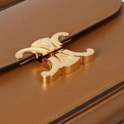 Pre Owned Celine Brown Leather Medium Triomphe Shoulder Bag