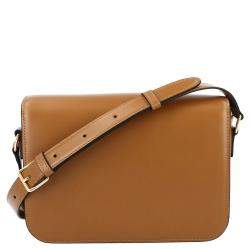 Pre Owned Celine Brown Leather Medium Triomphe Shoulder Bag