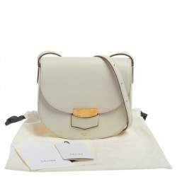 Pre Owned Celine White Leather Small Trotteur Crossbody Bag