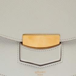Pre Owned Celine White Leather Small Trotteur Crossbody Bag