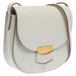 Pre Owned Celine White Leather Small Trotteur Crossbody Bag