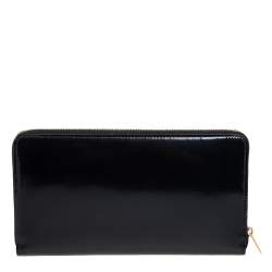 Pre Owned Celine Black Leather Large Zip Around Wallet