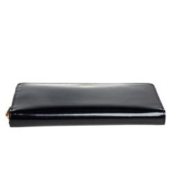 Pre Owned Celine Black Leather Large Zip Around Wallet