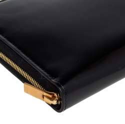 Pre Owned Celine Black Leather Large Zip Around Wallet