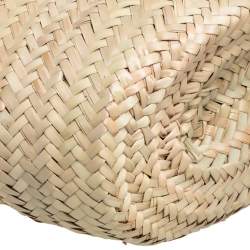 Pre Owned Celine Tan Raffia and Leather Triomphe Classic Panier Tote