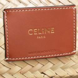 Pre Owned Celine Tan Raffia and Leather Triomphe Classic Panier Tote