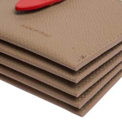 Pre Owned حافظة بطاقات سيلين أكورديون جلد بيج/ أحمر 