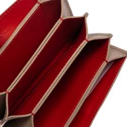 Pre Owned حافظة بطاقات سيلين أكورديون جلد بيج/ أحمر 