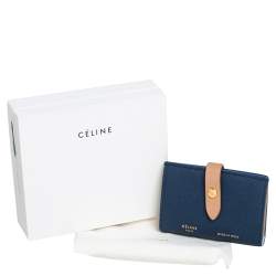 مملوكة مسبقًا حافظة بطاقات سيلين قلاب جلد بيج/ أزرق