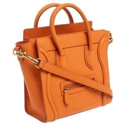 Pre Owned حقيبة يد سيلين نانو لاغيدج جلد برتقالى