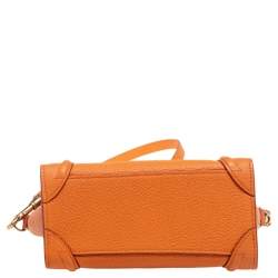 Pre Owned حقيبة يد سيلين نانو لاغيدج جلد برتقالى