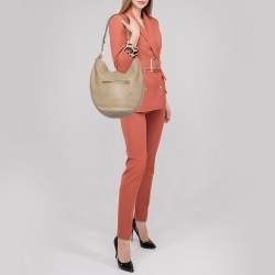 Pre Owned Celine Beige Leather Medium Hobo