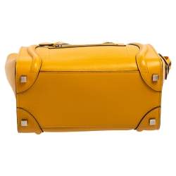 Pre Owned Celine Mustard Leather Micro Luggage Tote