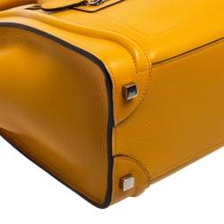 Pre Owned Celine Mustard Leather Micro Luggage Tote