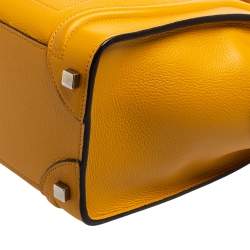 Pre Owned Celine Mustard Leather Micro Luggage Tote