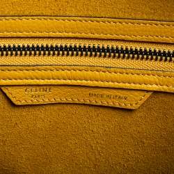 Pre Owned Celine Mustard Leather Micro Luggage Tote