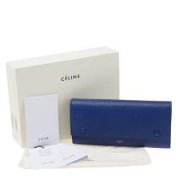 Pre Owned Celine Blue Leather Large Multifunction Flap Wallet