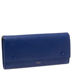 Pre Owned Celine Blue Leather Large Multifunction Flap Wallet