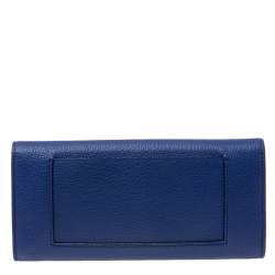 Pre Owned Celine Blue Leather Large Multifunction Flap Wallet