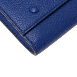 Pre Owned Celine Blue Leather Large Multifunction Flap Wallet