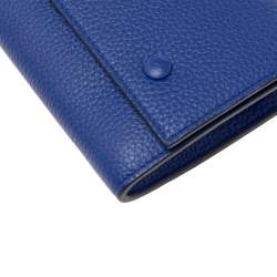 Pre Owned Celine Blue Leather Large Multifunction Flap Wallet