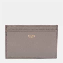 Pre Owned Celine Beige Grained Leather Card Holder