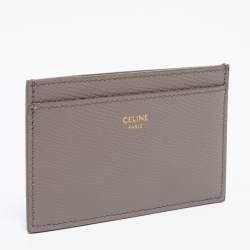 Pre Owned Celine Beige Grained Leather Card Holder