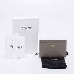 Pre Owned Celine Beige Grained Leather Card Holder