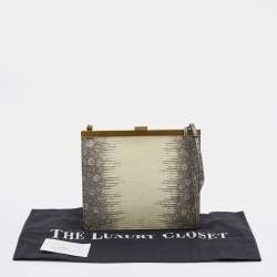 Pre Owned Celine Cream/Brown Lizard Clasp Crossbody bag
