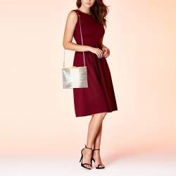 Pre Owned Celine Cream/Brown Lizard Clasp Crossbody bag