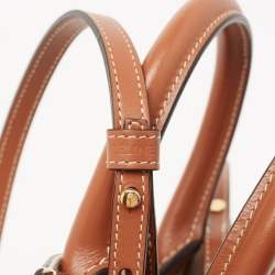 Pre Owned Celine Natural/Brown Sulky Print Canvas and Leather Mini Vertical Cabas Tote