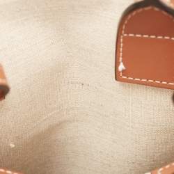 Pre Owned Celine Natural/Brown Sulky Print Canvas and Leather Mini Vertical Cabas Tote