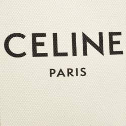 Pre Owned Celine Tan Logo Canvas and Leather Mini Vertical Cabas Tote