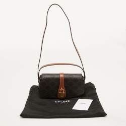 Celine Brown Triomphe Coated Canvas and Leather Tabou Clutch Bag
