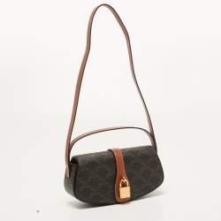 Celine Brown Triomphe Coated Canvas and Leather Tabou Clutch Bag