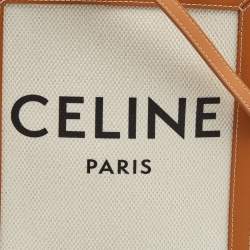 Pre Owned Celine Natural/Brown Canvas and Leather Mini Vertical Cabas Tote 