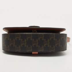 Celine Brown Triomphe Coated Canvas and Leather Tabou Clutch Bag
