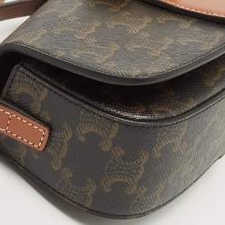 Celine Brown Triomphe Coated Canvas and Leather Tabou Clutch Bag