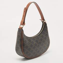 Pre Owned Celine Brown Triomphe Canvas and Leather Ava Shoulder Bag