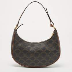 Pre Owned Celine Brown Triomphe Canvas and Leather Ava Shoulder Bag