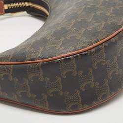 Pre Owned Celine Brown Triomphe Canvas and Leather Ava Shoulder Bag