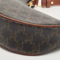 Pre Owned Celine Brown Triomphe Canvas and Leather Ava Shoulder Bag