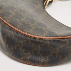 Pre Owned Celine Dark Brown Triomphe Coated Canvas and Leather Ava Hobo