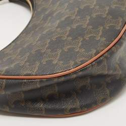 Pre Owned Celine Dark Brown Triomphe Coated Canvas and Leather Ava Hobo