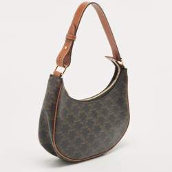 Pre Owned Celine Dark Brown Triomphe Coated Canvas and Leather Ava Hobo