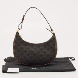 Pre Owned Celine Dark Brown Triomphe Coated Canvas and Leather Ava Hobo